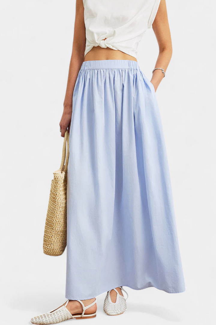 Yora | Bavlněná áčková sukně s elastickým pasem a kapsami