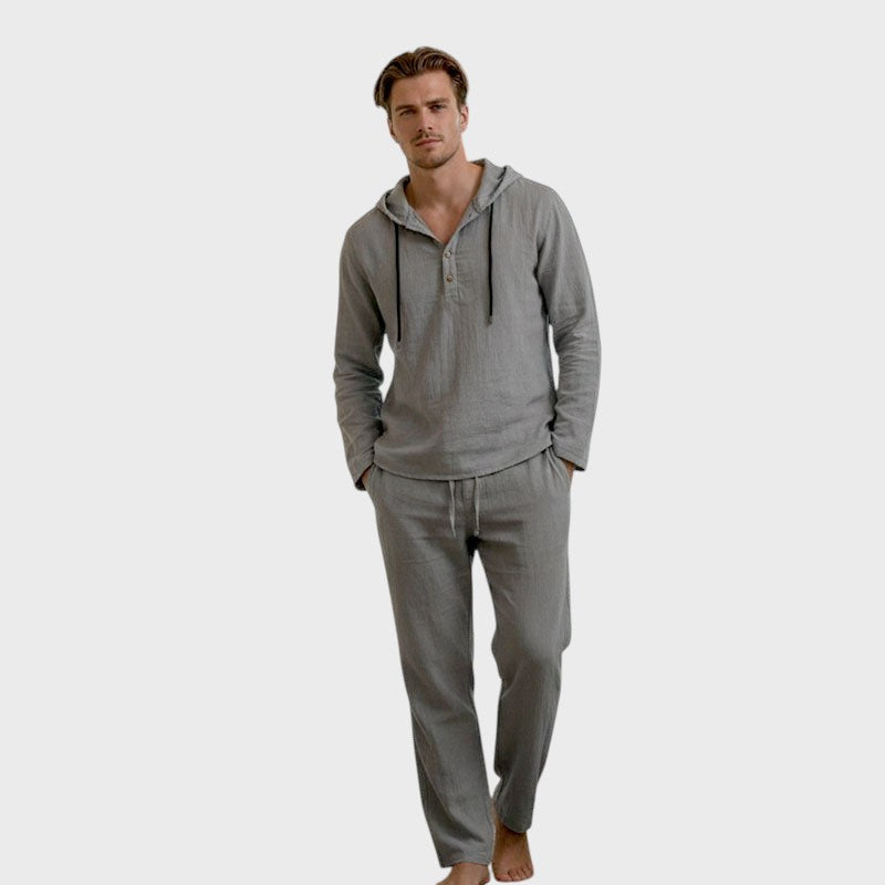 Milo | Pánský lněný set s kapucí