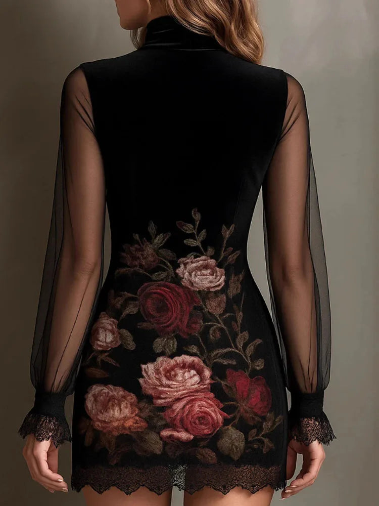 Darina | Velurové šaty s květinovým vzorem