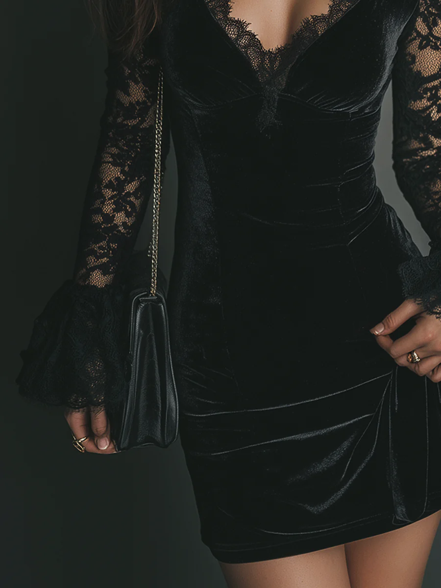 Nikola | Minišaty z sametu a krajky