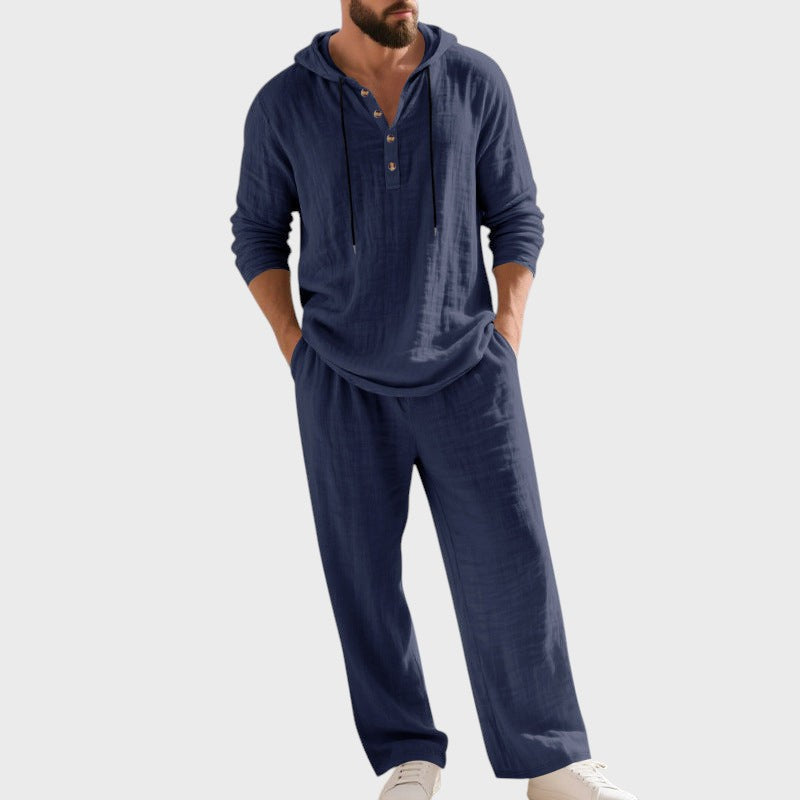 Milo | Pánský lněný set s kapucí