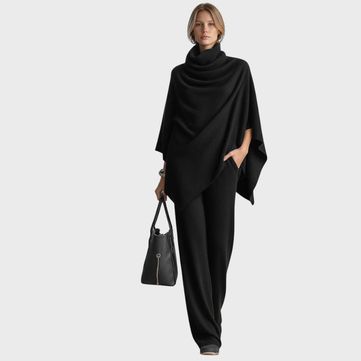 Elena | Úpletový set ponča a širokých kalhot